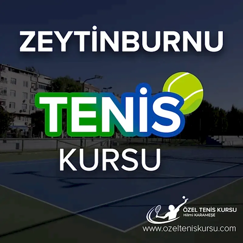 a tennis court with a ball and a building in the background,zeytinburnu tenis kursu.